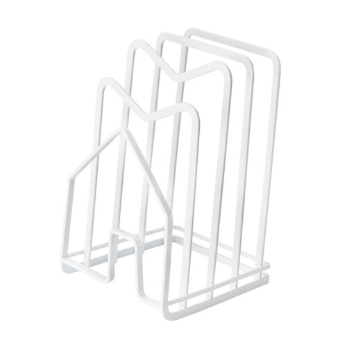 Multifunktionale Eisen-Schneidebrett & Deckelhalter-Organizer – Weiß