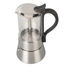 Stainless Steel 4-Cup Moka Pot Italian Coffee Maker with Crystal Glass Top