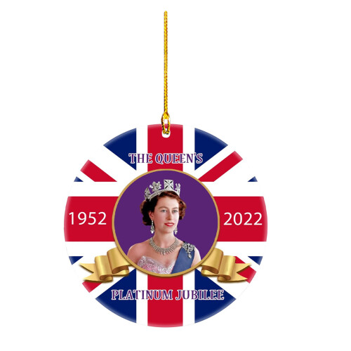 Ακρυλικό κρεμαστό στολίδι Queens Elizabeth II 7,9x7,9x0,2cm πολύχρωμο για διακόσμηση σπιτιού