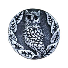 Rustic Metal Owl & Moon Ornaments6x6cm Black for Christmas Trees with Twine Easy to Hang for Home Decor