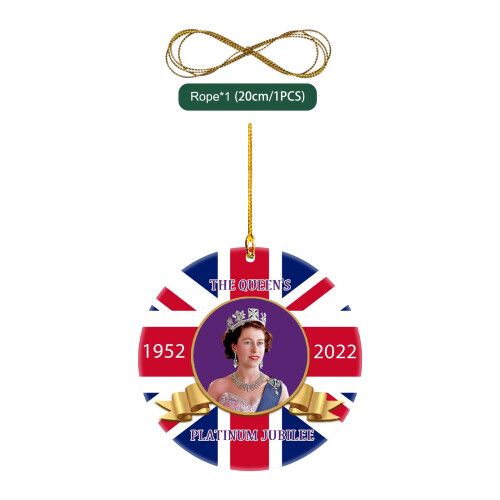 Ακρυλικό κρεμαστό στολίδι Queens Elizabeth II 7,9x7,9x0,2cm πολύχρωμο για διακόσμηση σπιτιού 1