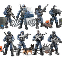 8 PCS Building Block Police Minifigures SWAT Action Figures Set with Interchangeable Tactical Accessories