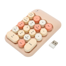 Milk Tea Color 2.4GHz Wireless Numeric Keypad, 18 Keys, USB Receiver