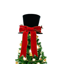 Christmas Tree Topper Hat30x22cm Red and Black Cloth