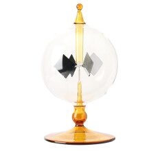 Solar Power Crookes Radiometer 4 Blades Spinning Glass Windmill Ornament Yellow Sunlight Energy Decor
