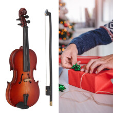 Mini violon en bois décoratif avec support, modèle artisanal, cadeau musical, 15 cm