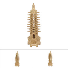 Decorazione da scrivania in ottone Torre di Wenchang Pagoda in miniatura, pagoda a 9 livelli, ornamento Feng Shui per la casa