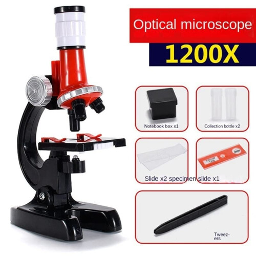 Kids Microscope Kit 1200x with Clear Viewing Slides and Tools Set for HandsOn Learning 2