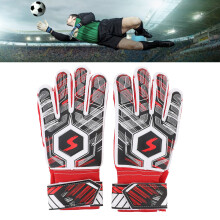 Kids Soccer Goalkeeper Gloves Red Size 6 Latex Collision Grip Finger Guard