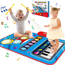 Baby Musical Mat 2 in 1 Piano Drum Toy for Toddlers, Interactive Sound Play for 1 Year Old Boys Girls