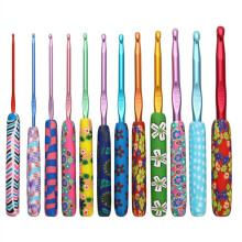 Ergonomic Crochet Hooks Set, Ceramic Handle Alumina Knitting Needles for DIY Weaving