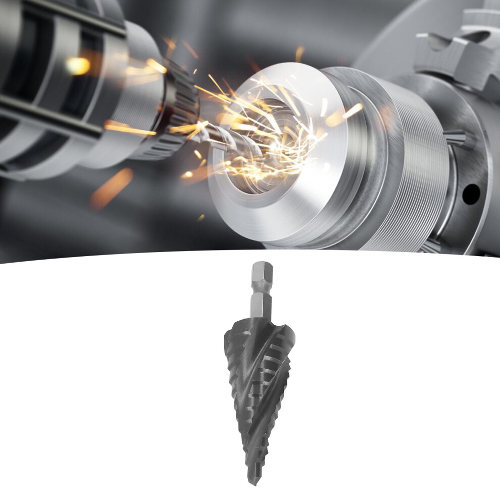 12-Step Spiral Drill Bit 1/4In Hex Shank For Woodworking 3/16-7/8In Capacity 6941389569808