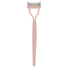 Pink Stainless Steel Eyelash Comb with Protective Cover Portable Folding Brush