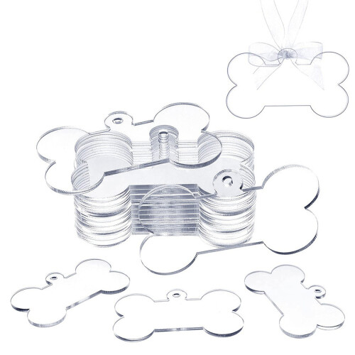 20-Pack Clear Acrylic Dog Bone Ornaments9x5cm