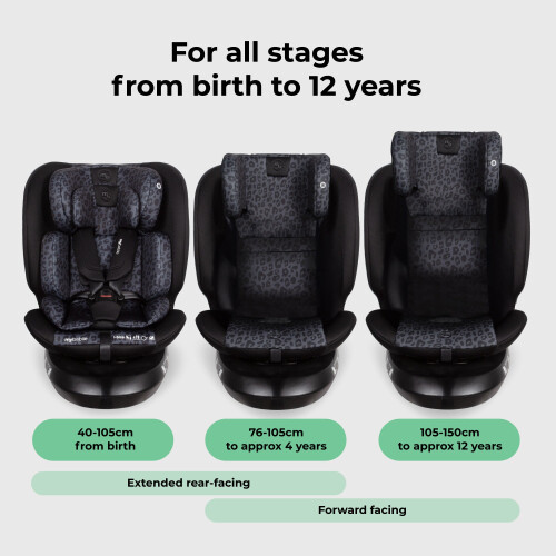 My Babiie MBCS200 Spin R129 Car Seat with Top Tether - Black Leopard 1