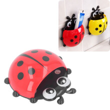 Kids Ladybug Wall Mount Toothbrush Holder with Suction Cup, Red, 13.5x14.5cm
