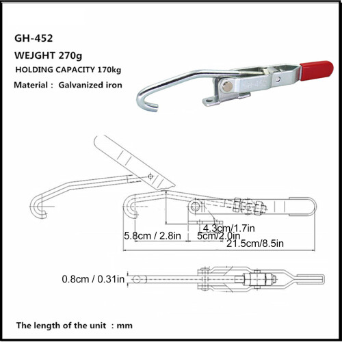 Heavy Duty Toggle Latch GH 452 J Hook Clamp Adjustable Quick Release for Doors 1