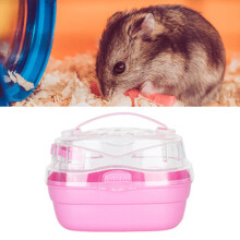 Portable Pink Hamster Carry Case Cage, 20x16x15cm Small Animal Carrier