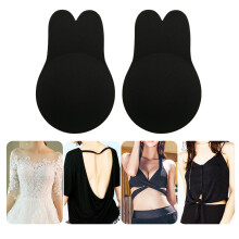 Reggiseno adesivo nero S/M senza spalline e senza schiena, riutilizzabile, copri capezzoli push-up