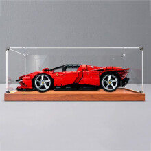Acrylic Display Box for 42143 Sports Car, Transparent Dustproof Case with Stable Wooden Base