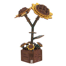3D Wooden Flower Puzzle DIY Sunflower Bouquet Kit for Adults Gift‑Ready Home Decoration