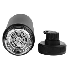 Borraccia sportiva isolata da 800 ml in acciaio inossidabile nero con doppia parete