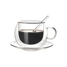 Borosilicate Glass Espresso Cup with Saucer and Spoon