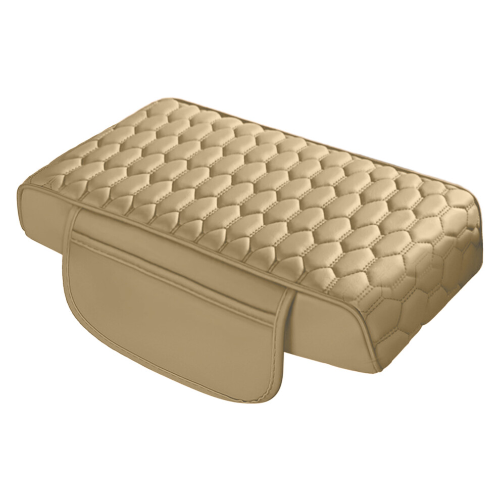(Beige) Universal Car Armrest Cushion - Pu Leather, Waterproof Beige 6481414426602