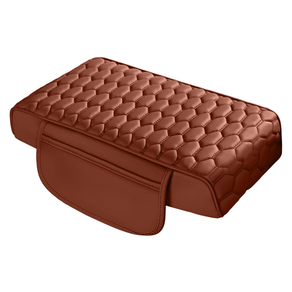(Coffee ) Universal Car Armrest Cushion - Pu Leather, Waterproof Brown 6481414426619