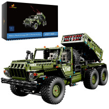 WW2 Military Tank Building Set 61507 with Rotating Launcher, Authentic Rocket Artillery Model Kit for Adults Display