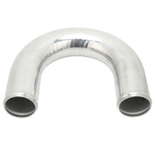 2.5in OD Aluminum 180 U-Shaped Intercooler Intake Pipe — Universal Silver