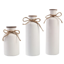 Minimalist Ceramic Vase Set in White for Living Room Decor Featuring Three Sizes S: 12.5x7x4.5cm M: 18.7x7x4.2cm L: 25x7.6x4.5cm