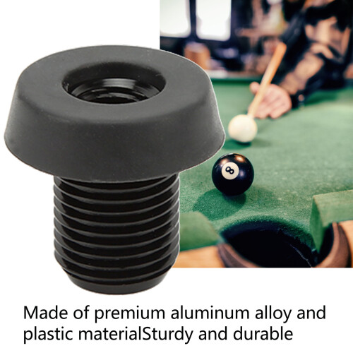 Cache-bottom de queue de billard en alliage d'aluminium avec bouchon en plastique, noir 1