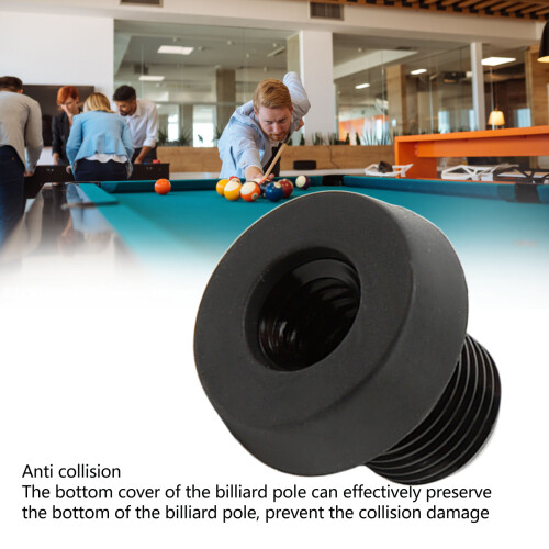 Cache-bottom de queue de billard en alliage d'aluminium avec bouchon en plastique, noir 2