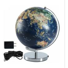 25cm LED Illuminated Educational World Globe for Kids and Adults, Navy Blue Desktop Decor