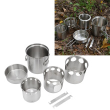 Stainless Steel Camping Cookware Set for Outdoor Hiking Backpacking