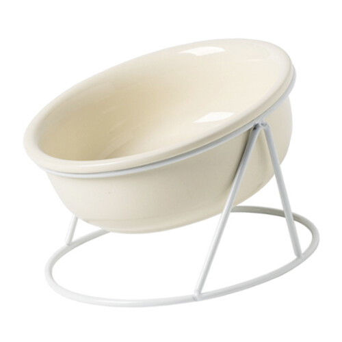 Ceramic Pet Bowl 300ml Beige 12.5cm/4.9in