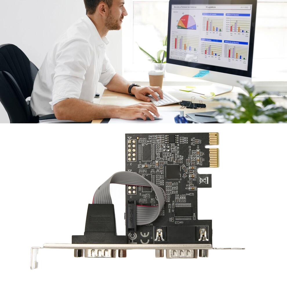 Pcie 2-Port Serial Card Rs232 Db9 Expansion For Windows/Linux 7671389594737