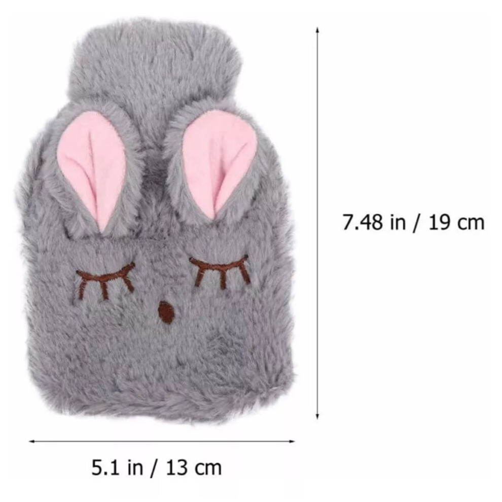 Grey Hot Water Bottle 350Ml, 13X19cm, Explosive Proof & Plush Cover