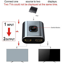 4K 60Hz HDMI Schalter 2-in-1-Ausgang Bidirektional 3 Anschlüsse Aluminiumlegierung