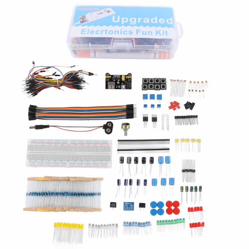 Electronics Starter Kit with 830 Tie Points Breadboard and Components 1