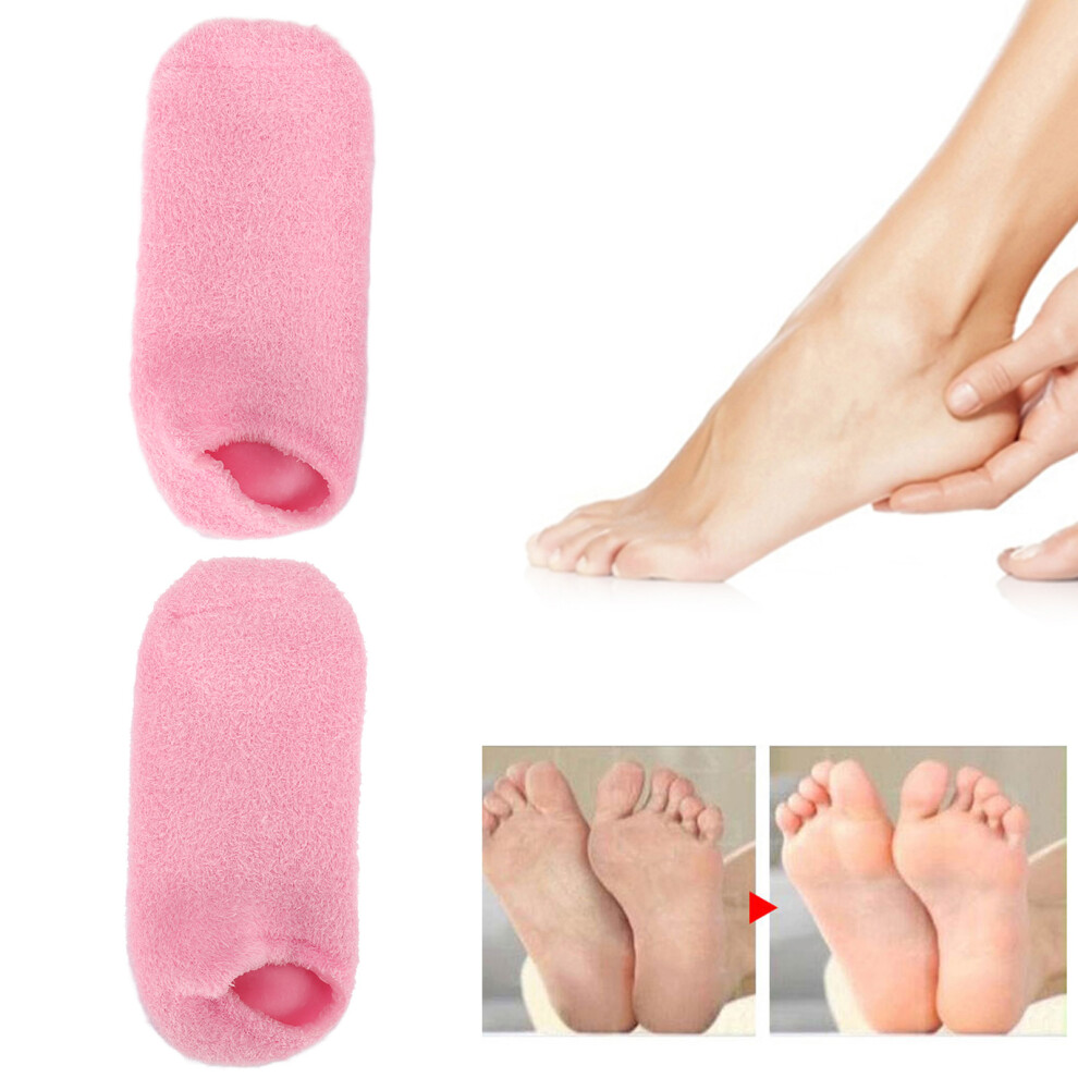 Pink 2Pcs Moisturizing Gel Socks Reusable Exfoliating Foot Spa Repair
