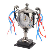Retro Trophy Clock – Dark Gold Small Desktop Alarm, 8.5x8.5cm