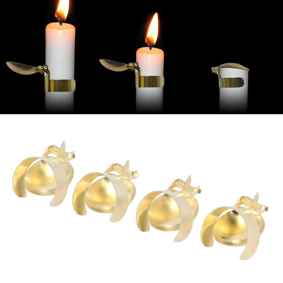 Gold 4Pcs Automatic Candle Extinguisher Wick Flame Snuffer Stainless Steel