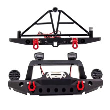 RC Crawler Bumper Metal Front Rear Set With LED Lights for Axial SCX10 90046 TRX4 AX103007 1/10