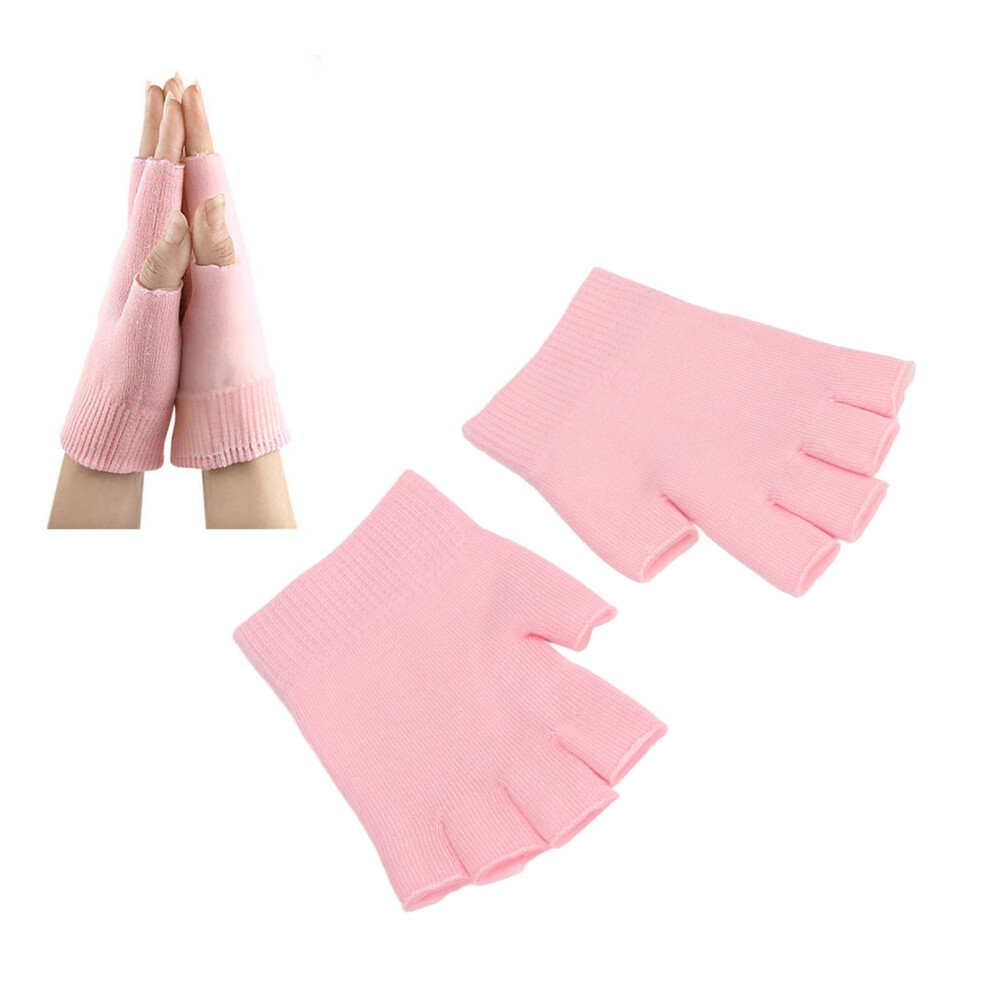 2Pcs Moisturizing Gel Half Gloves for Dry Skin, Nourishing Spa Fingerless Gloves
