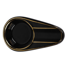 Tavolozza Portacenere da Cigar Tonda in Ceramica Nera, Slot da 28 mm, Base Anti-Scivolo