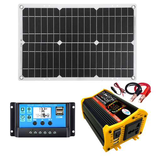 25W Solar Panel + 6000W Inverter 12V-110/220V LCD 2