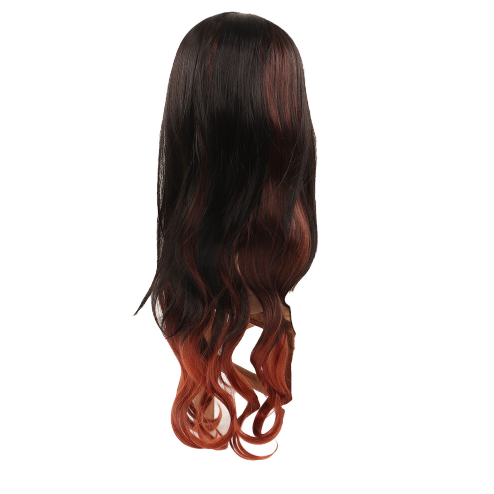 Unisex Orange,Black Anime Black Orange Wig, Adjustable, Long Wavy, Halloween Costume