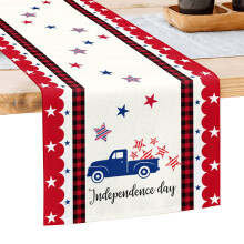 Soft Linen33x183cm Multicolor Table Runner for Dining Table Decor Featuring Charming4th of July Print